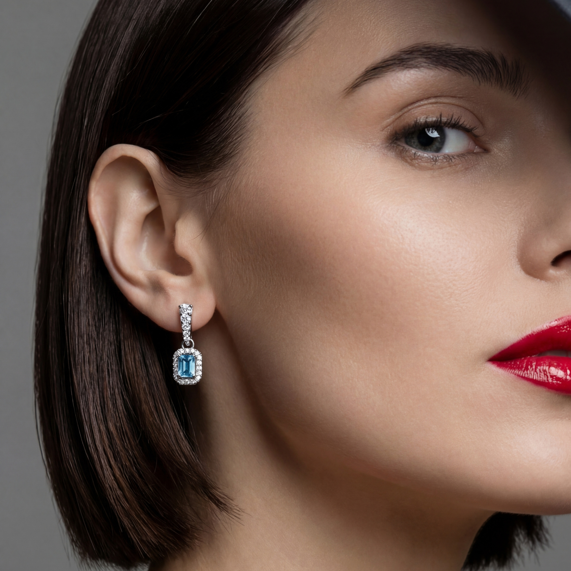 Blue Halo Drop Earrings