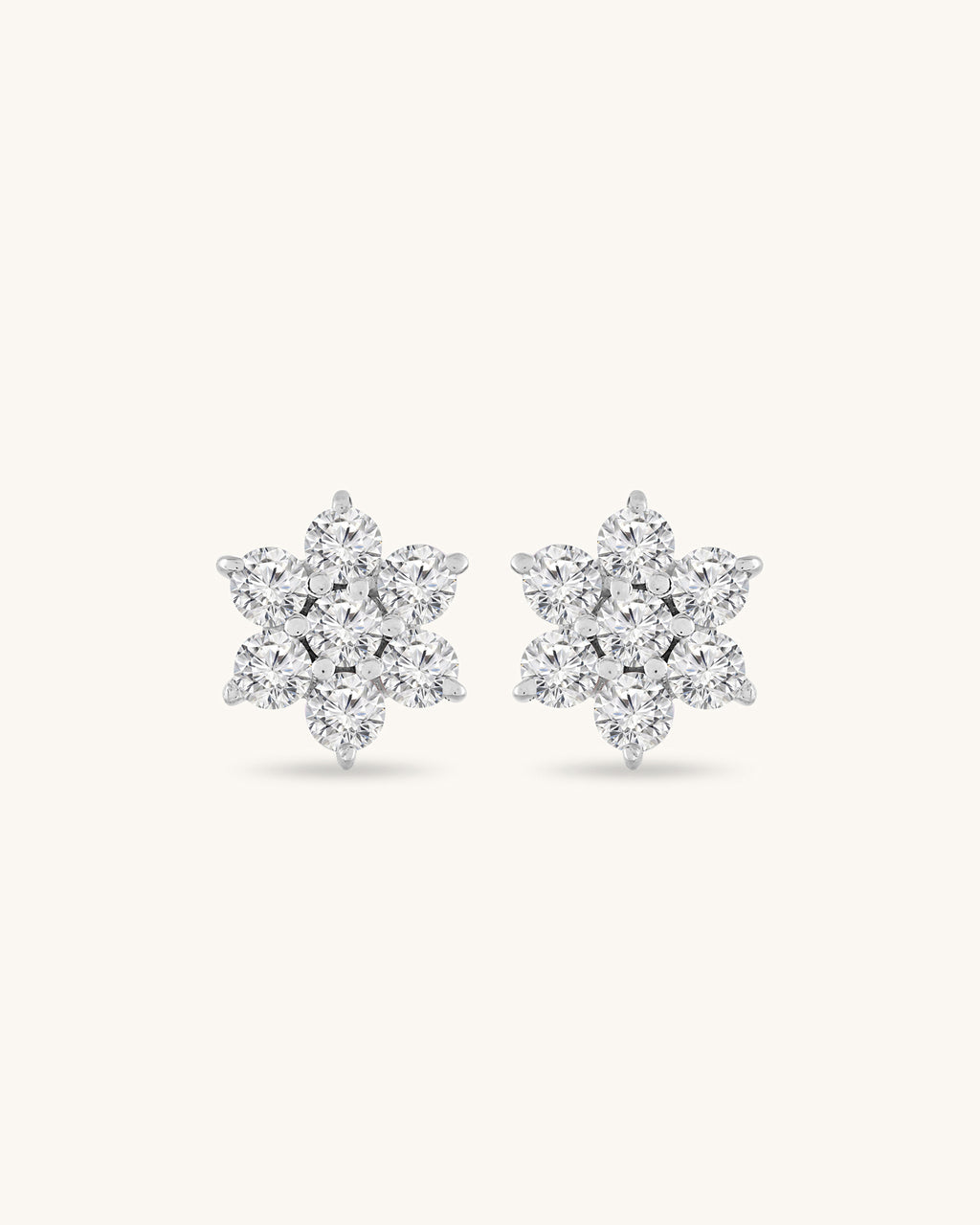 Floral white stone stud earrings