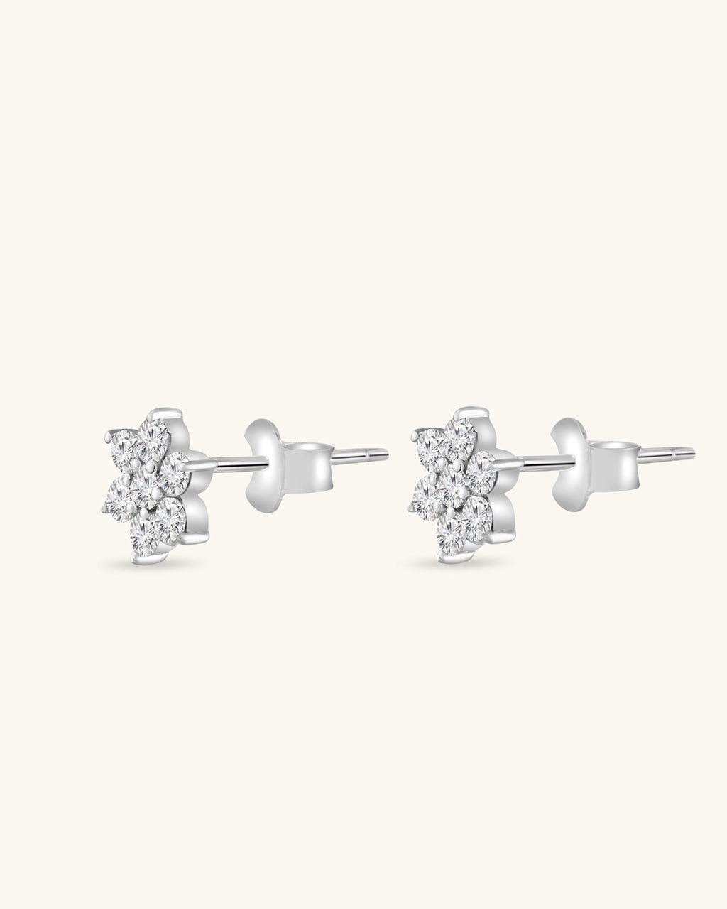 Floral white stone stud earrings