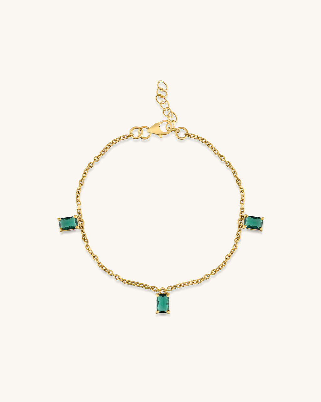 Elegant green gemstone chain bracelet
