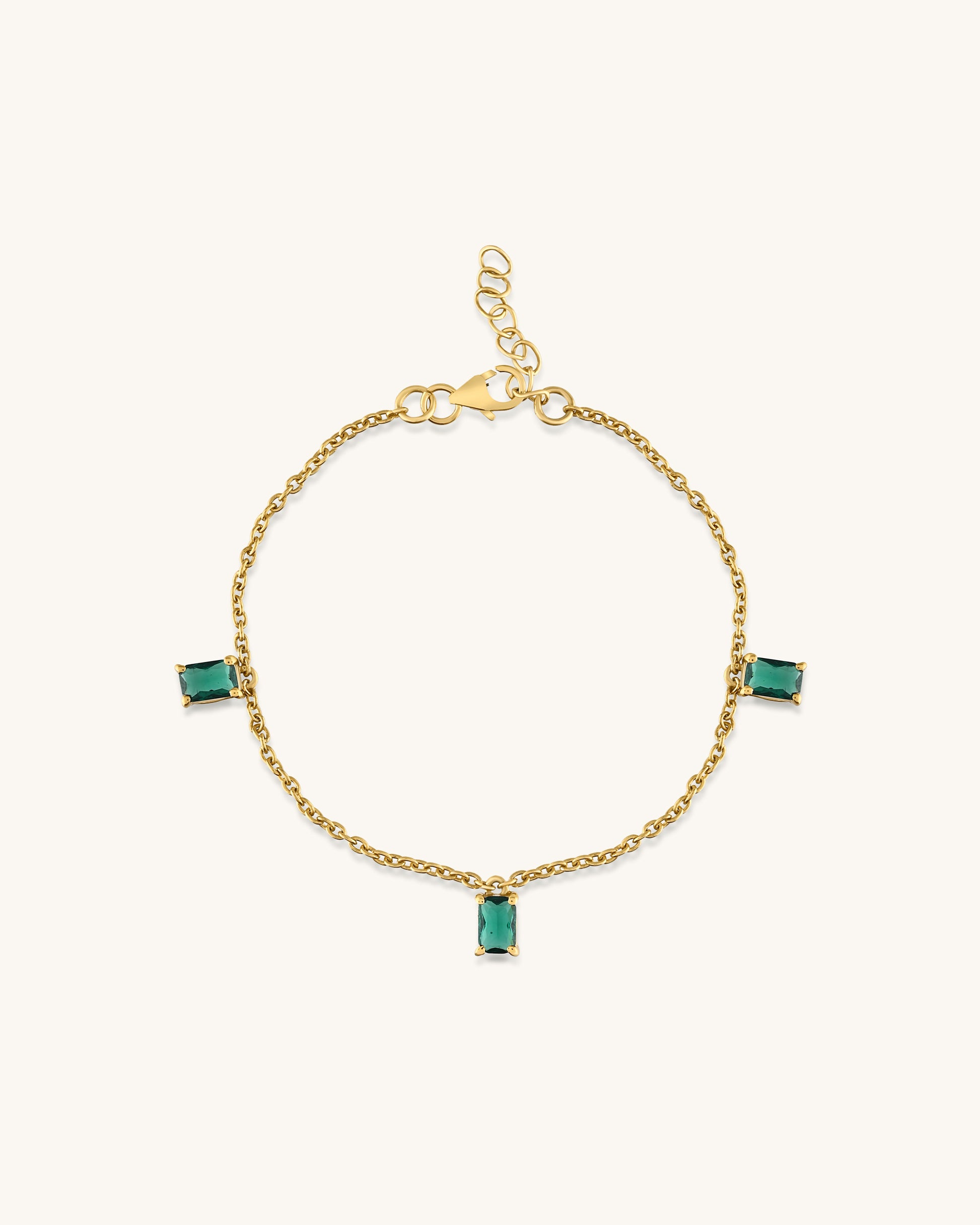 Elegant green gemstone chain bracelet