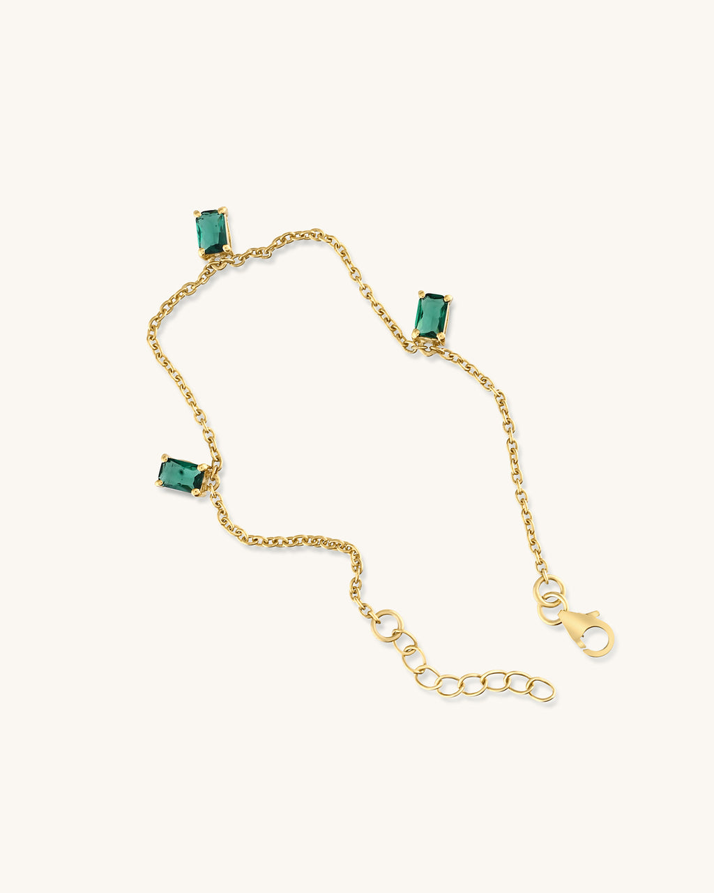 Elegant green gemstone chain bracelet