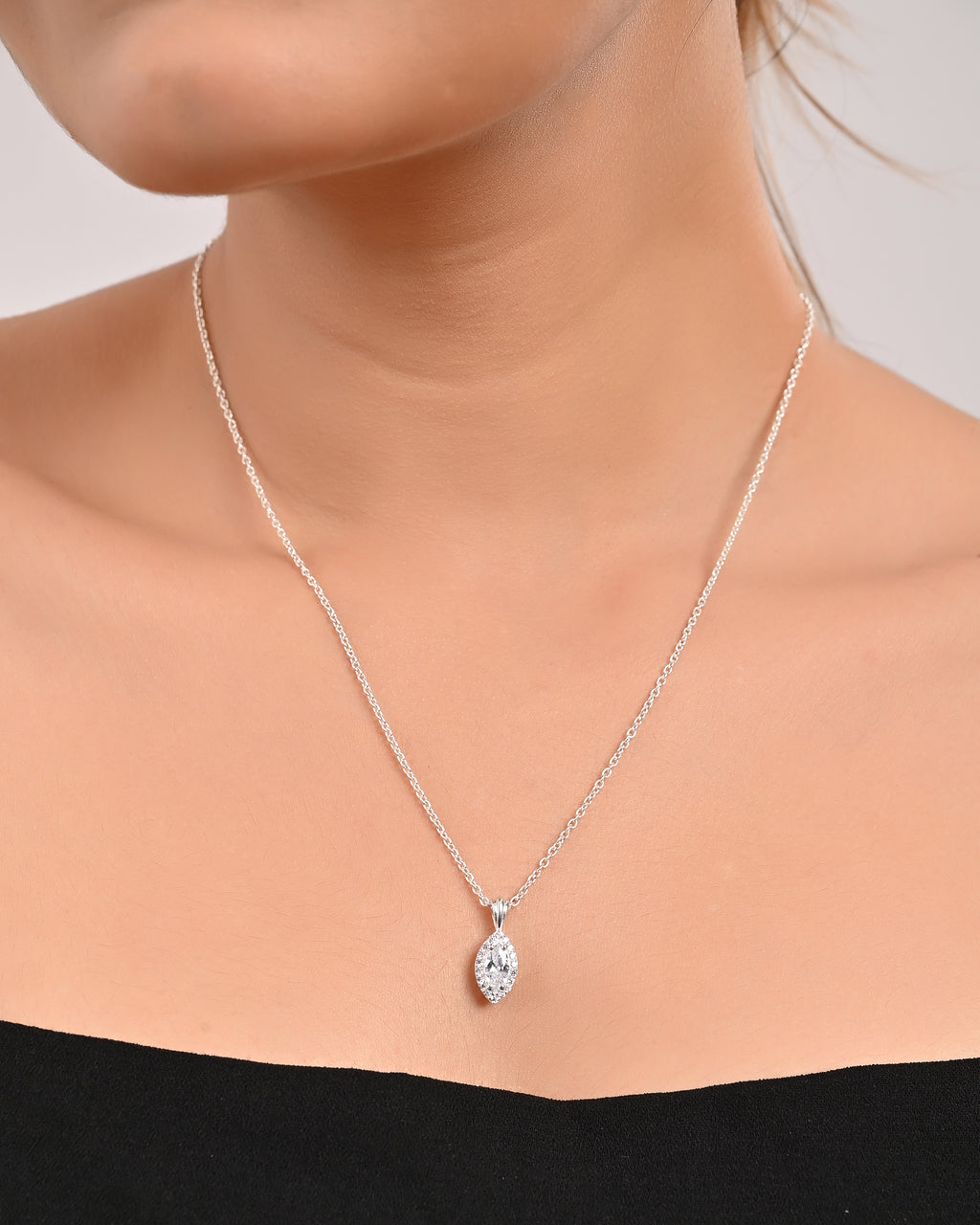 Marquise halo pendant necklace