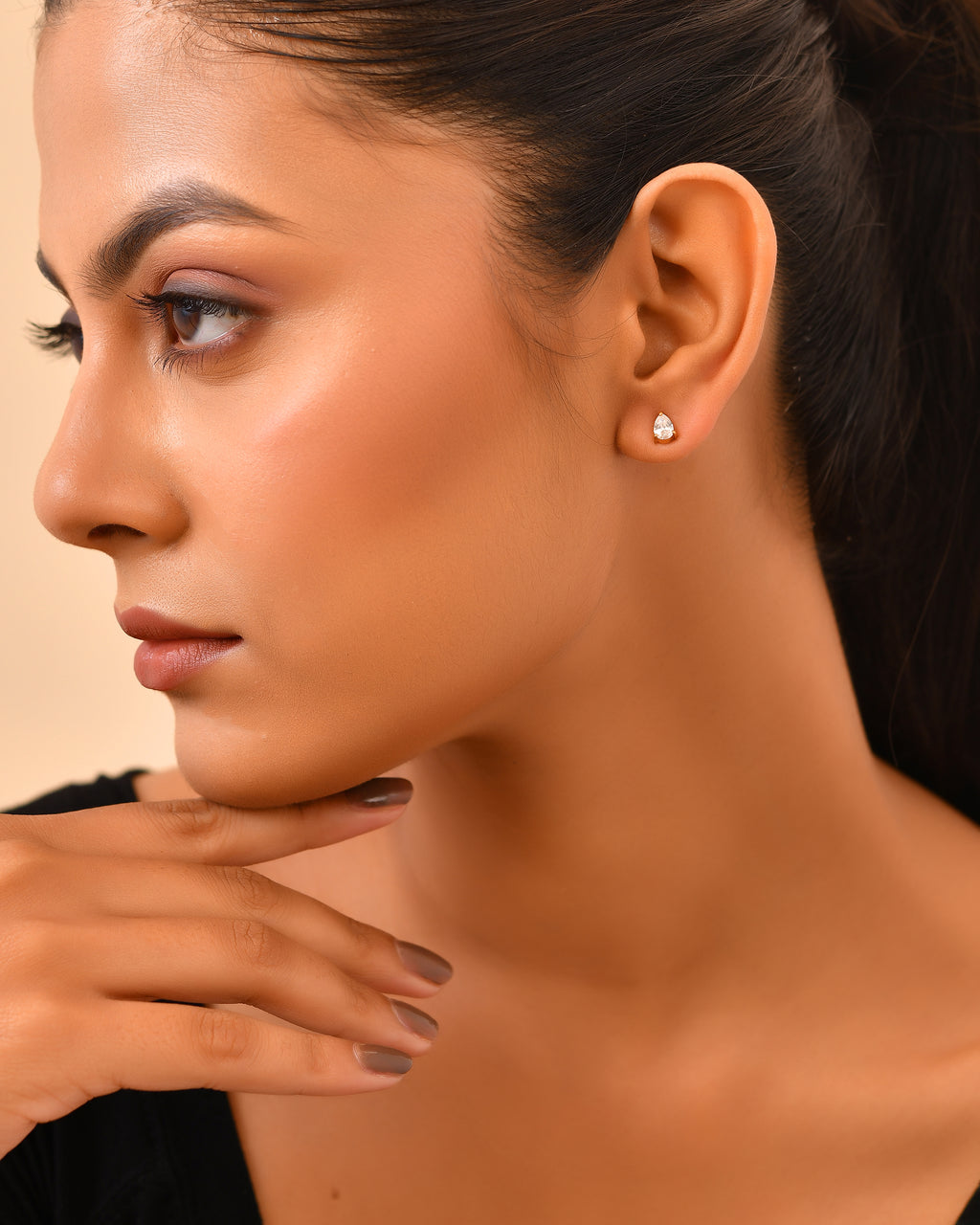 18 k gold plated teardrop stud earrings
