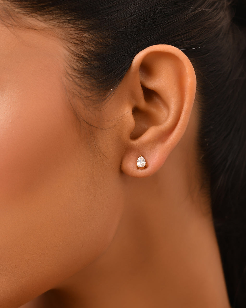 18 k gold plated teardrop stud earrings