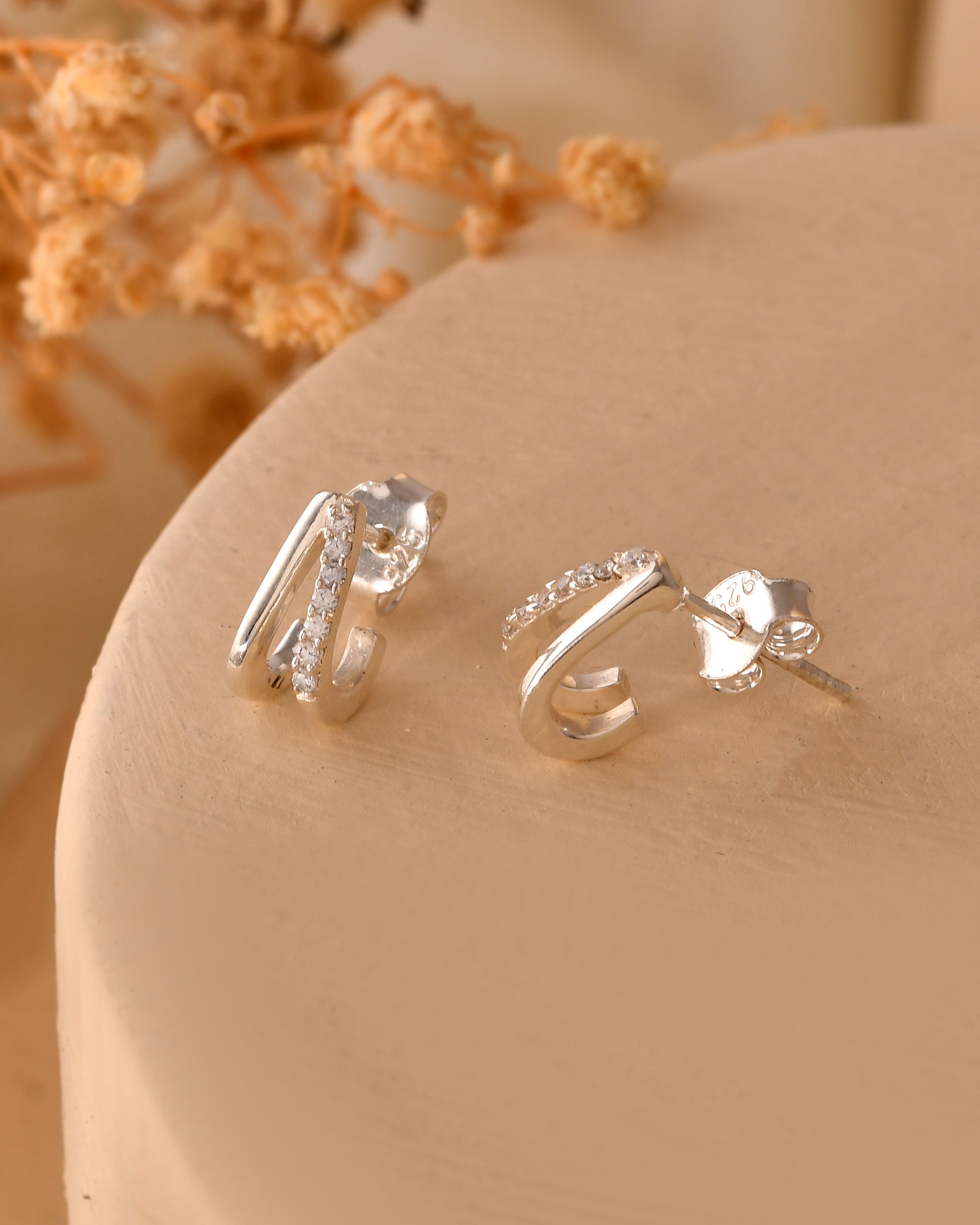 Double band stud earrings