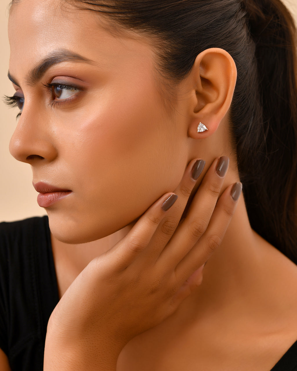 Trillion cut stud earrings
