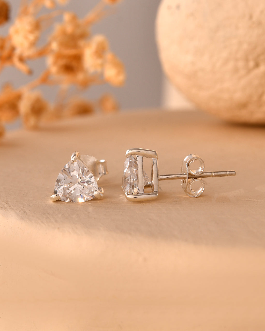 Trillion cut stud earrings
