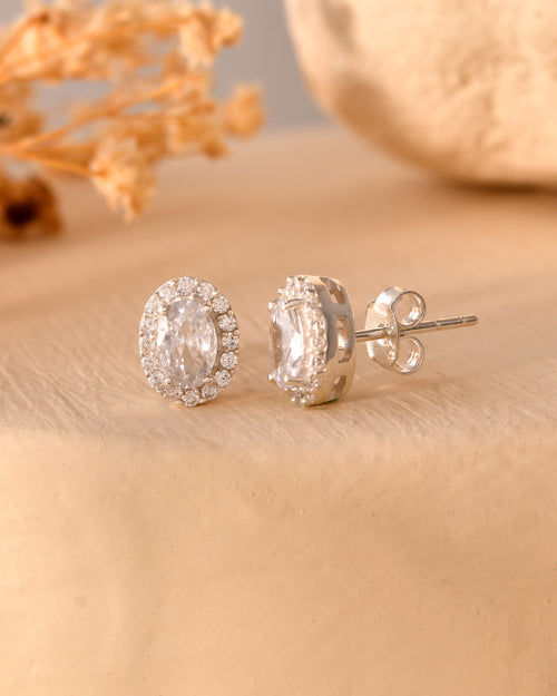 Halo crystal stud earrings