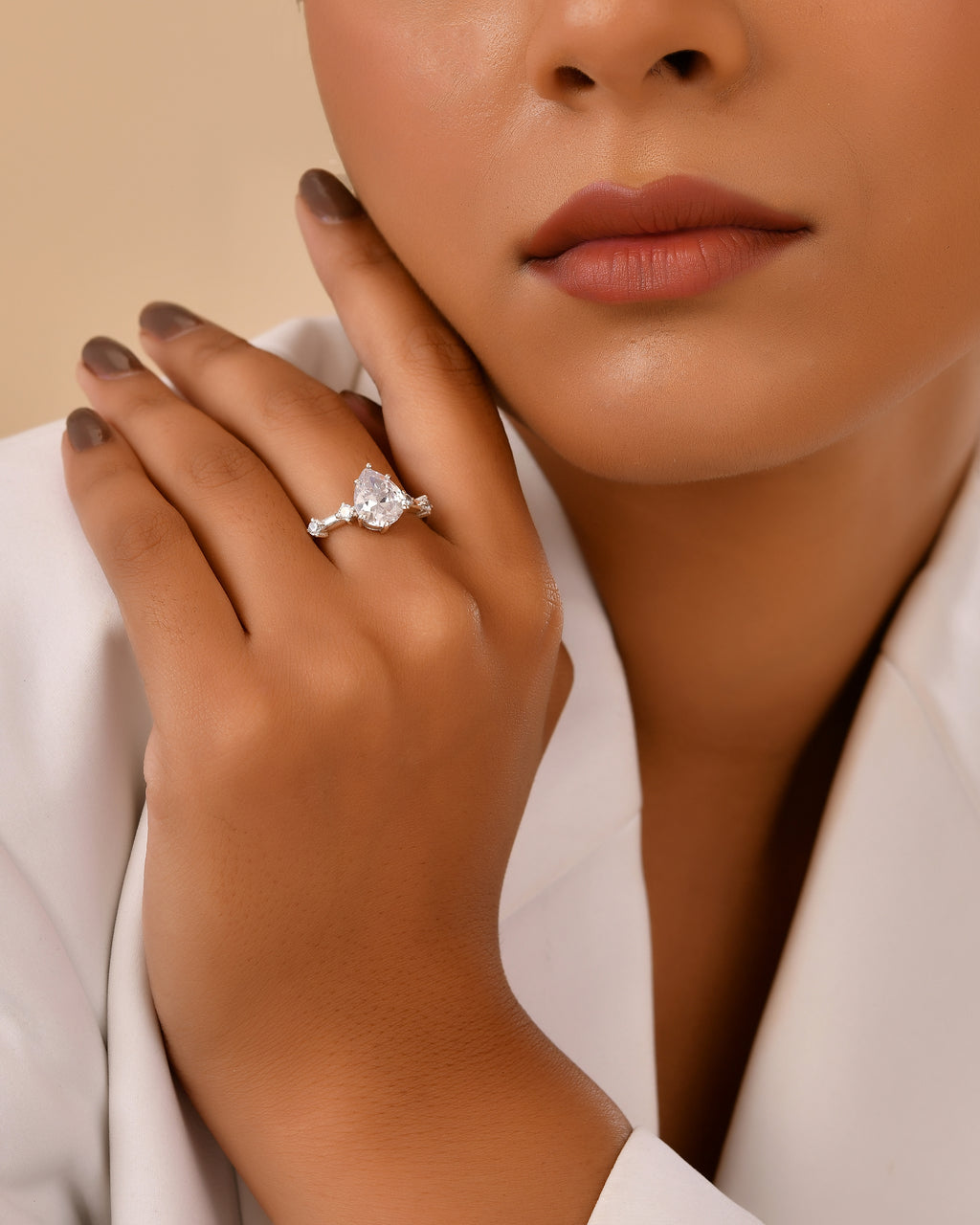 Pear stone statement ring