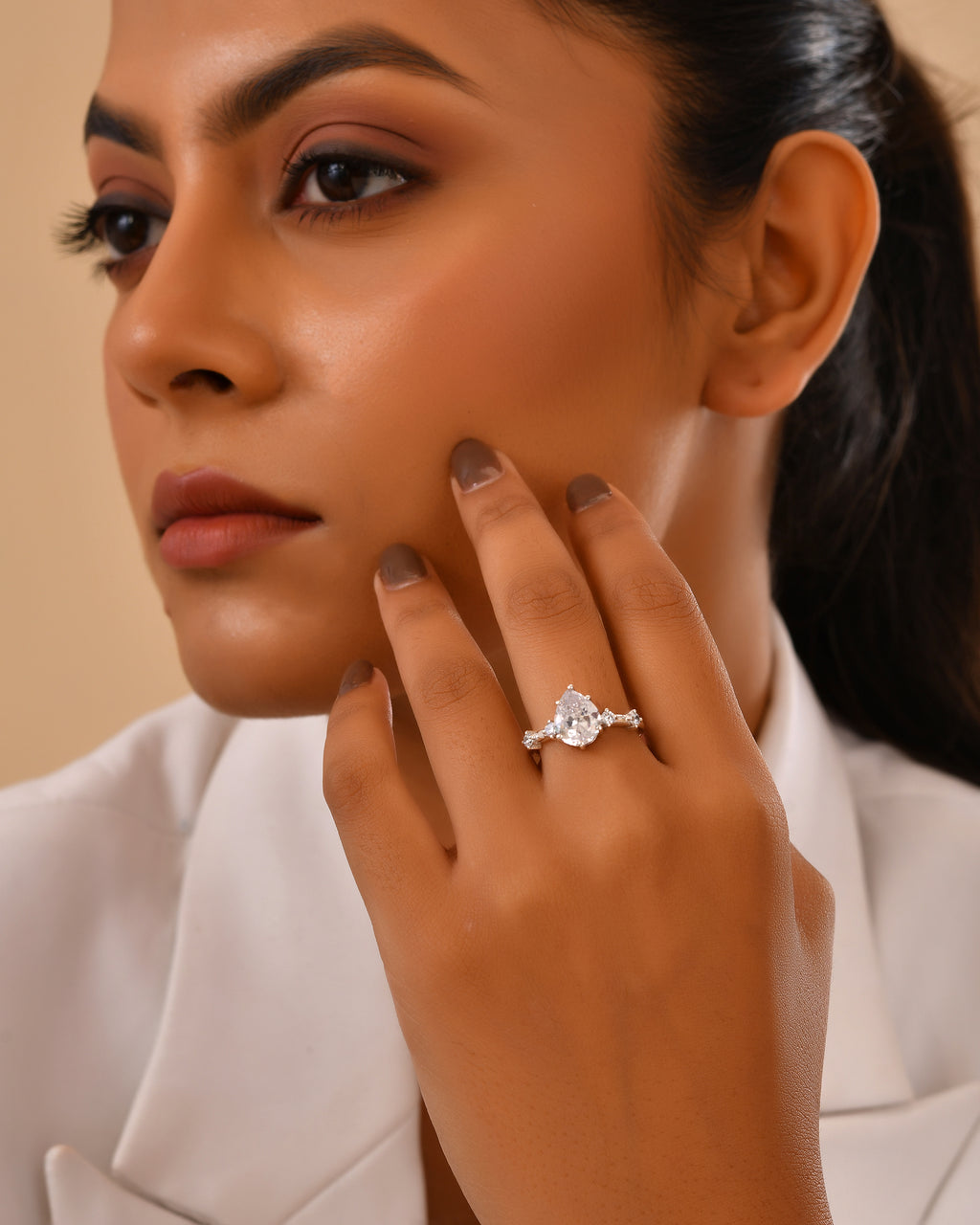 Pear stone statement ring
