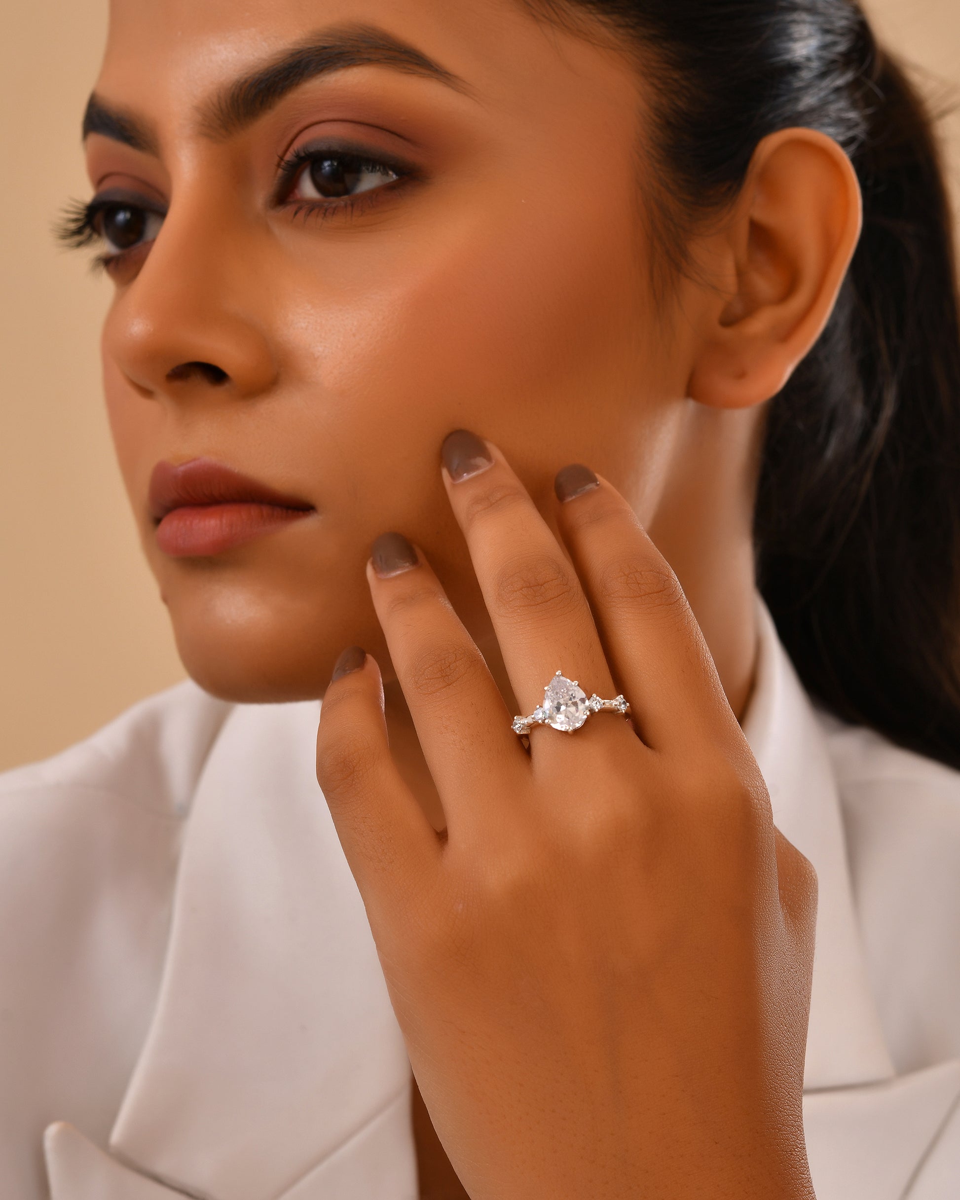 Pear stone statement ring