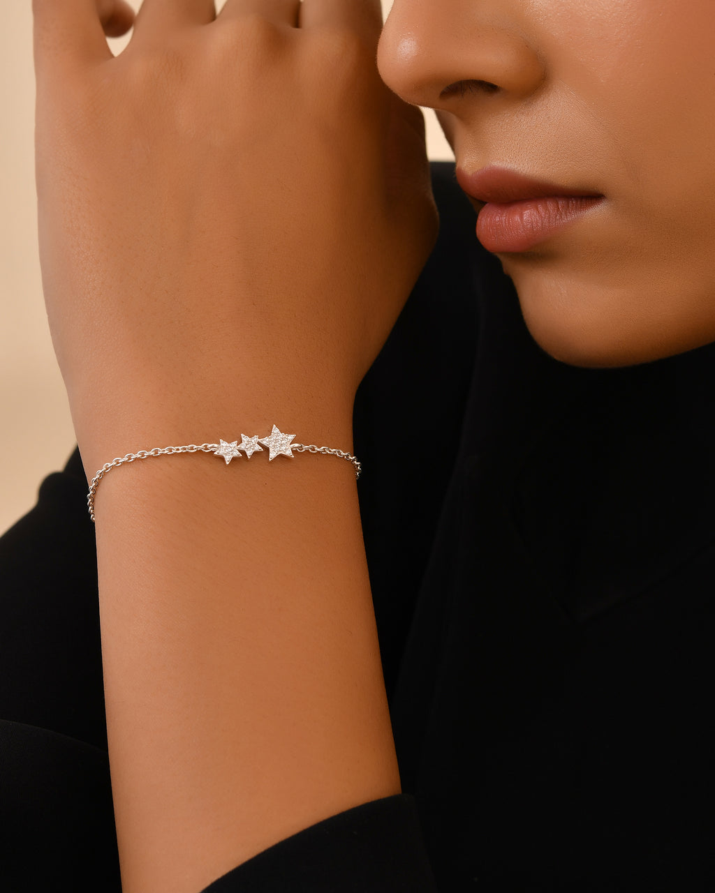 Silver triple star bracelet