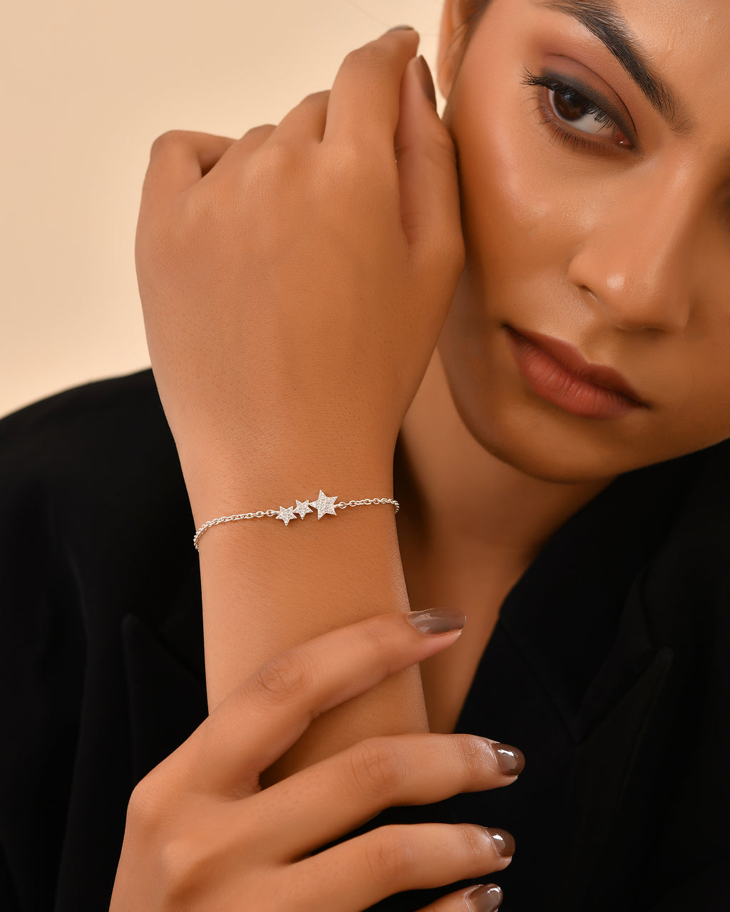 Silver triple star bracelet