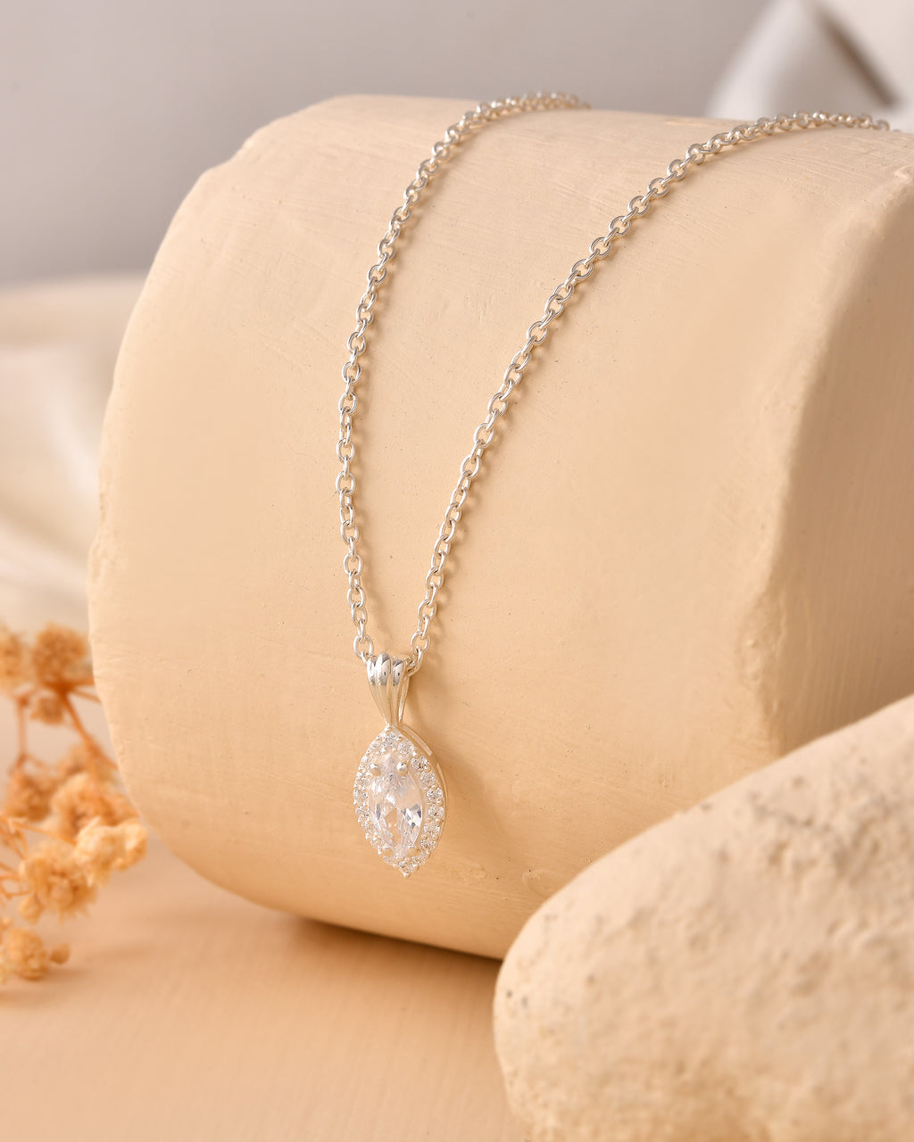 Marquise halo pendant necklace