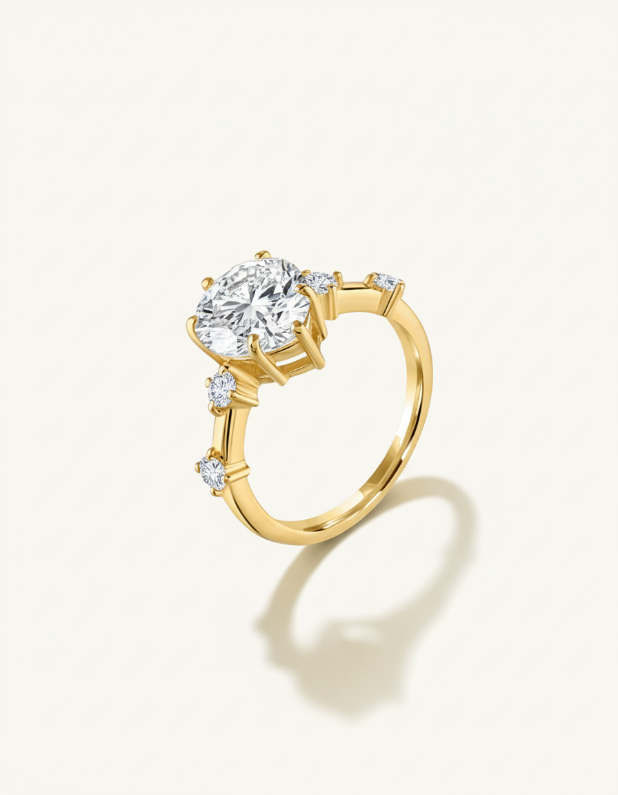 18k gold pear stone statement ring