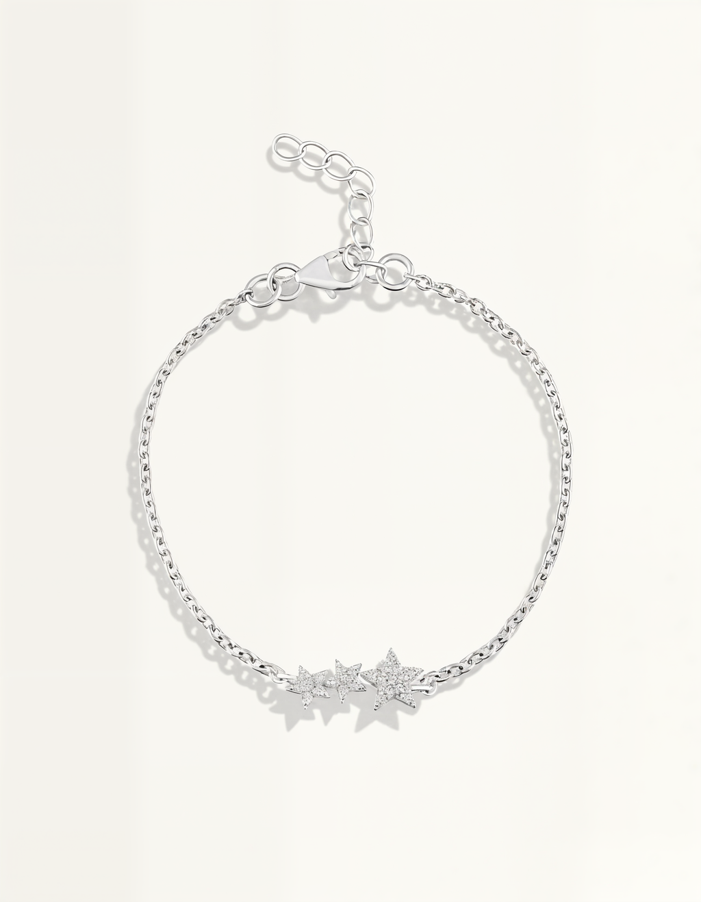 Silver triple star bracelet