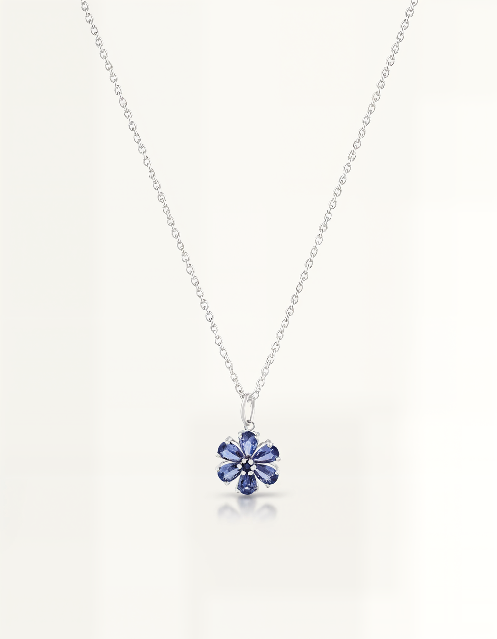 Blue floral gemstone pendant necklace