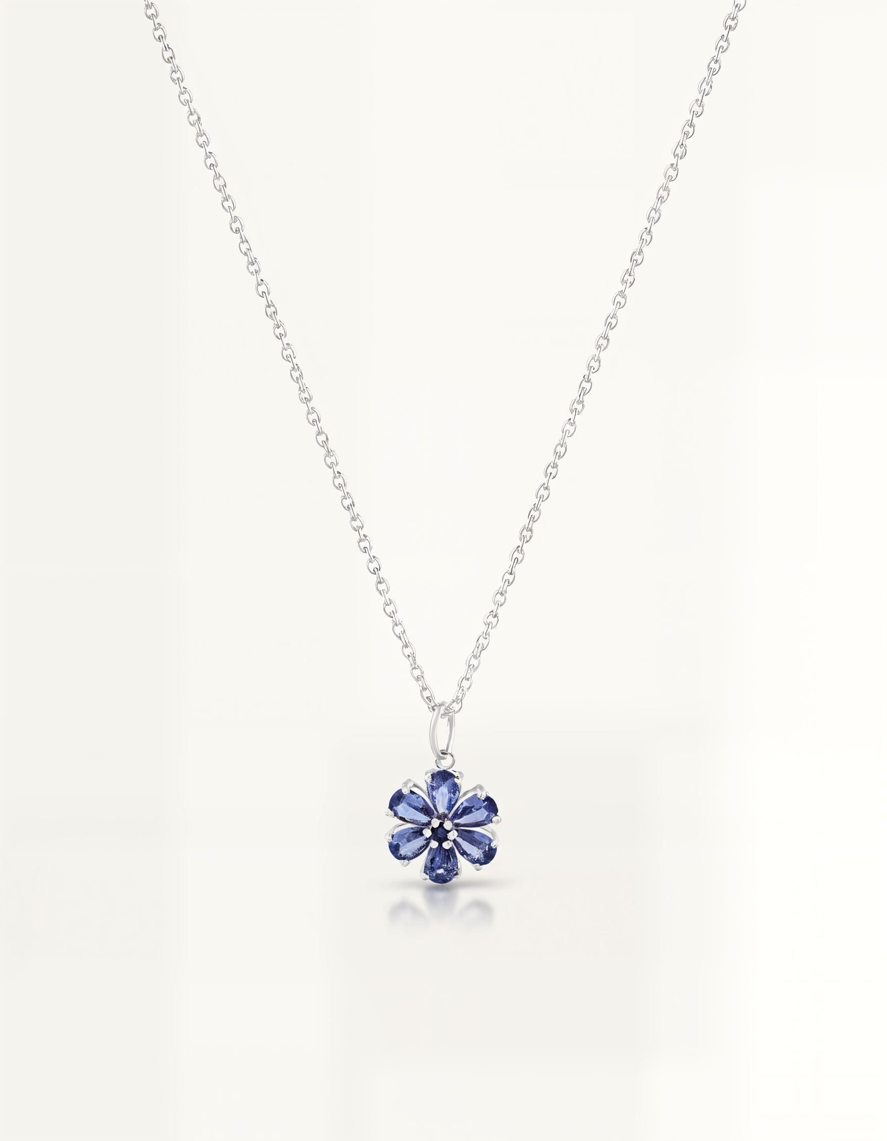 Blue floral gemstone pendant necklace