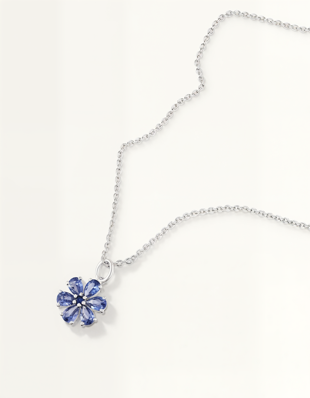 Blue floral gemstone pendant necklace