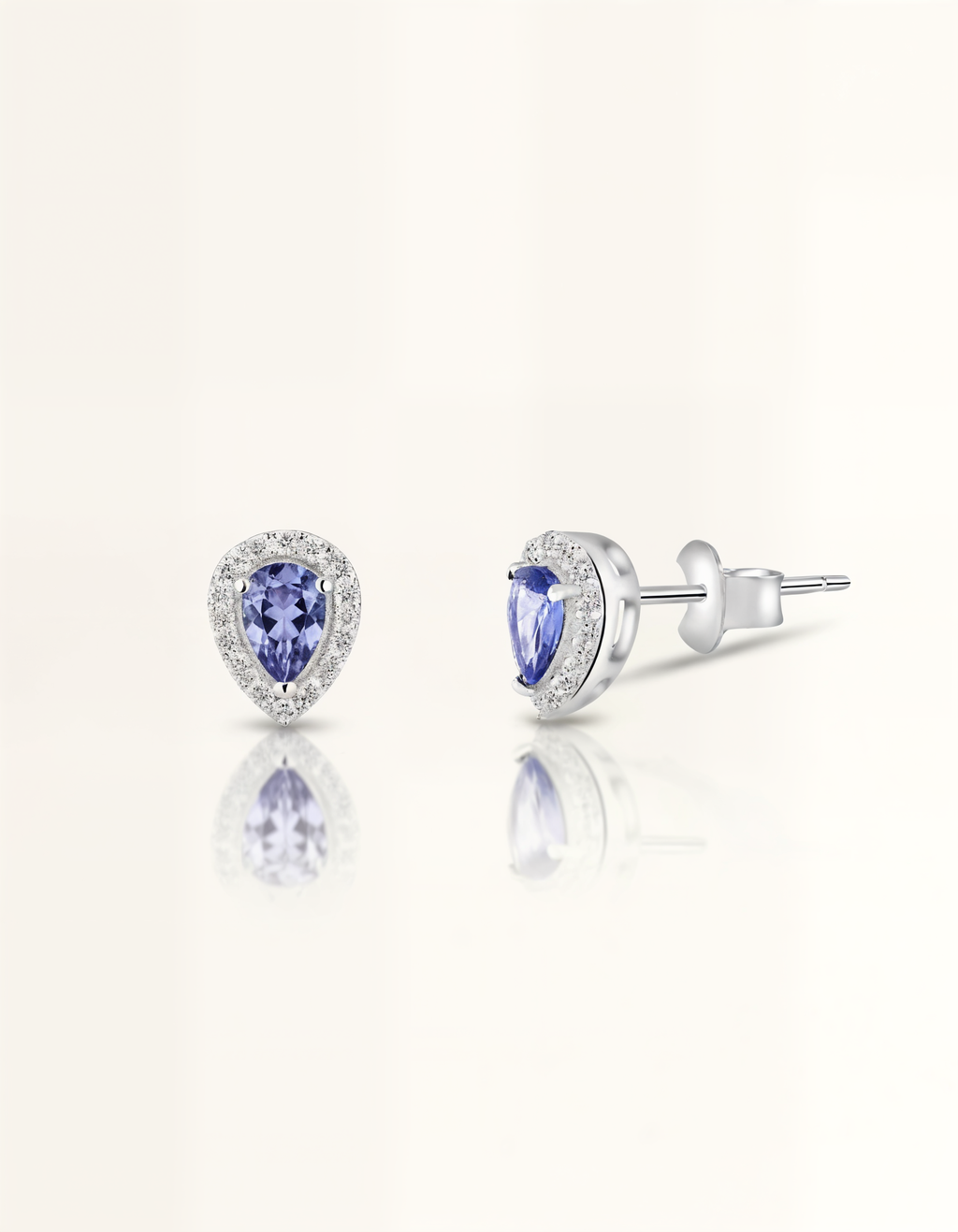 Blue teardrop stud earrings