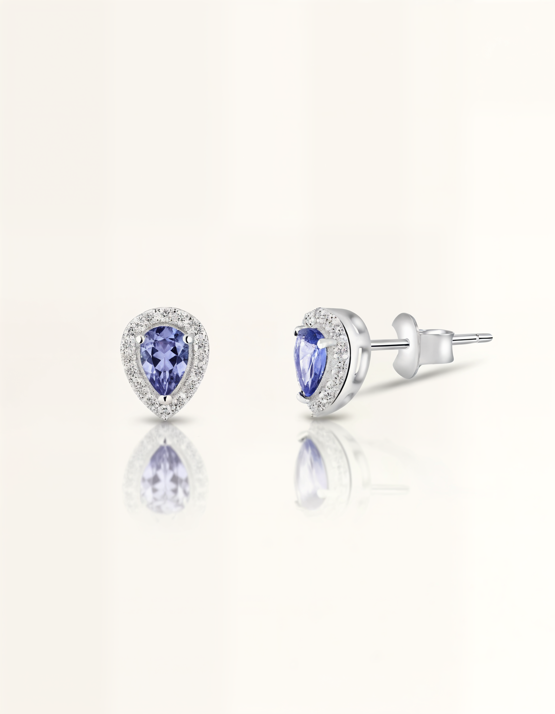 Blue teardrop stud earrings